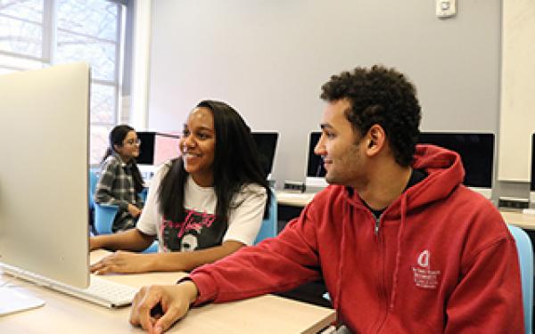students at a computer